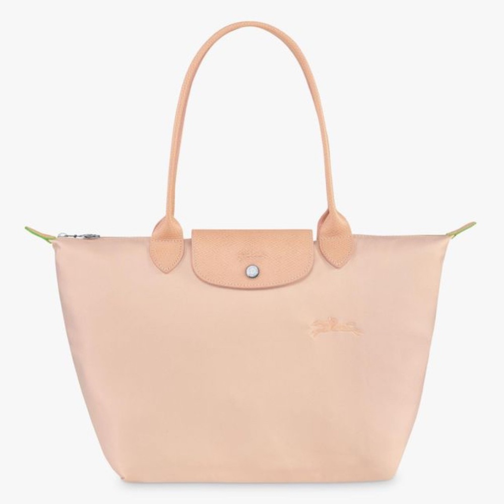 LONGCHAMP Le Pliage Club Pale Pink Foldable Nylon Leather Handle Medium Tote